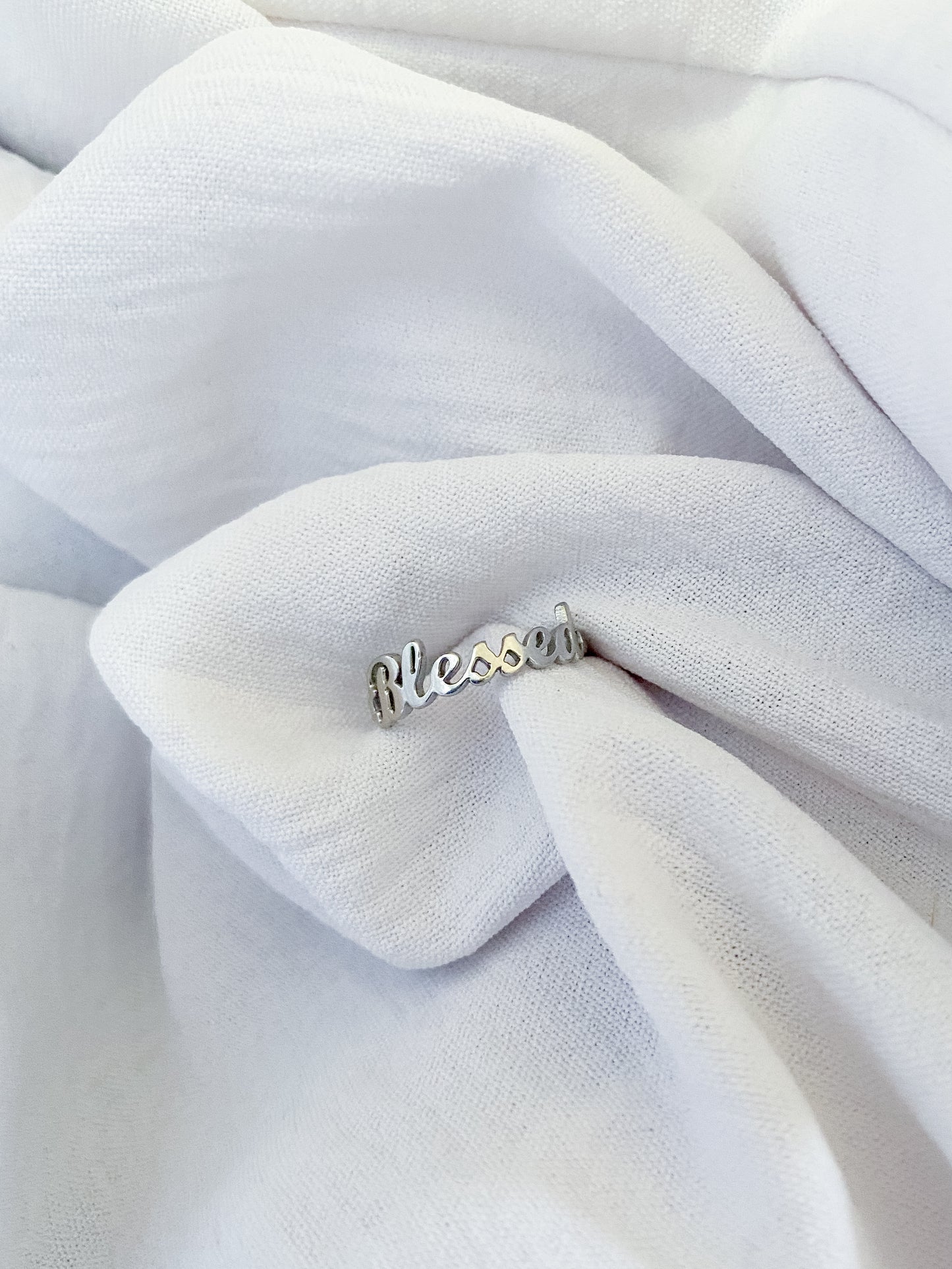 Blessed Calligraphy Ring - Silver