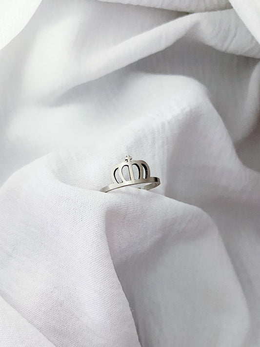 Adjustable Crown Cuff Ring - Silver