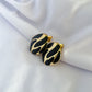 Large Rippled Earrings - Black & Gold