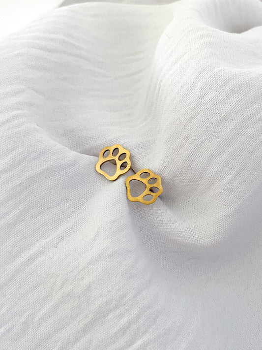Open Paw Earring Studs - Gold