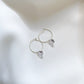 Diamanté Charm Sterling Silver Fine Hoop Earrings