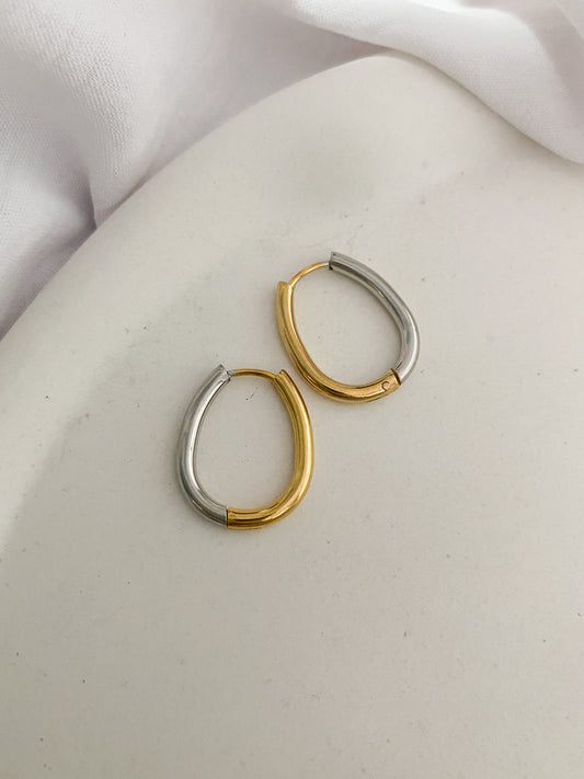 Shaped Hoop Earrings - Two-Tone