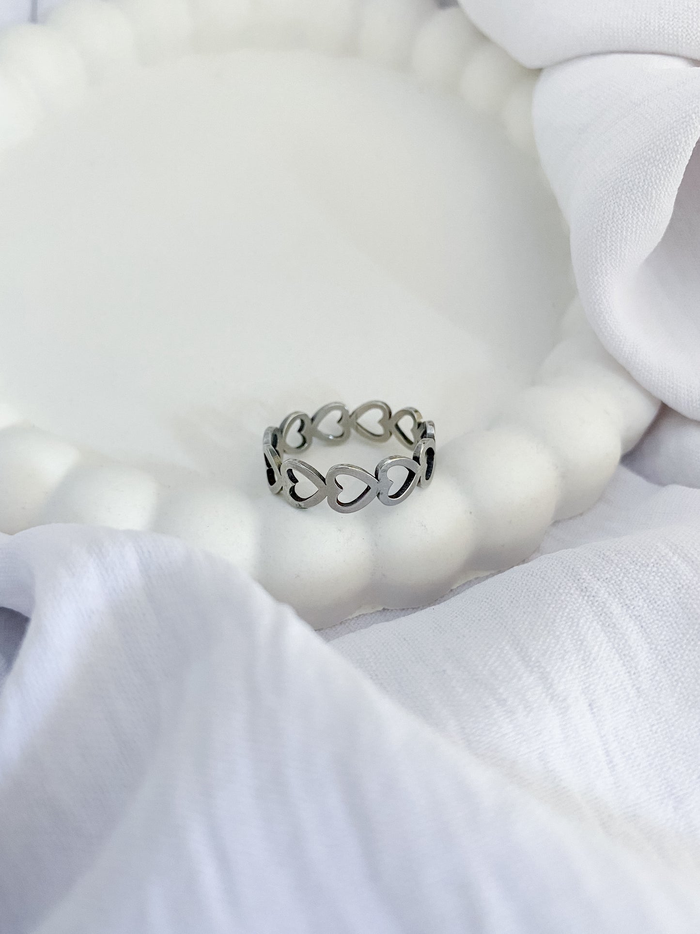 String of Hearts Ring - Silver