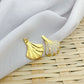 Large Creamy Ginkgo Leaf Earrings - Gold