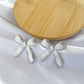 Large Ribbed Bow Earrings - Silver