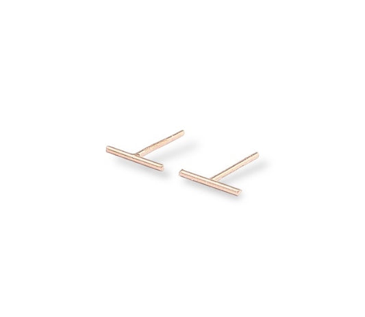 Rose-Gold Plated Sterling Silver Stripe Stud Earrings