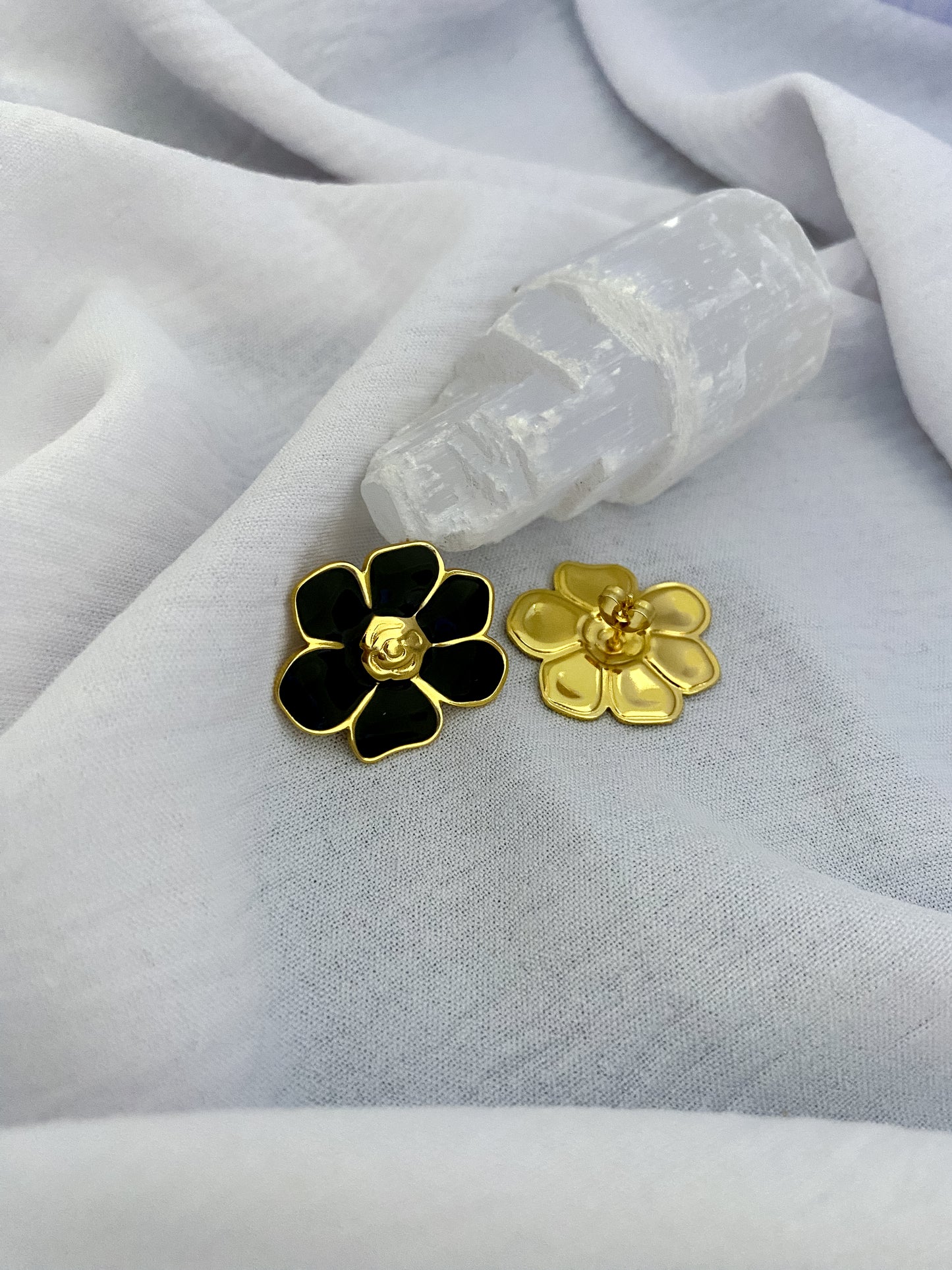 Large Spring Earrings - Black & Gold