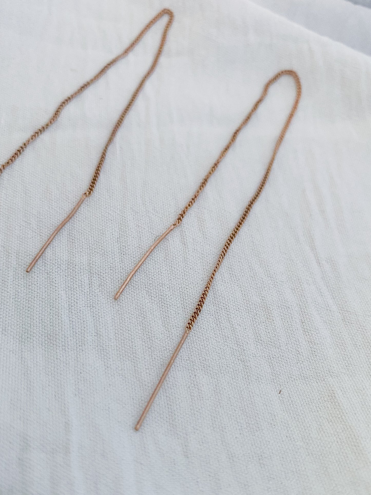 Rose-Gold Plated Double Thread Sterling Silver Stud Earrings