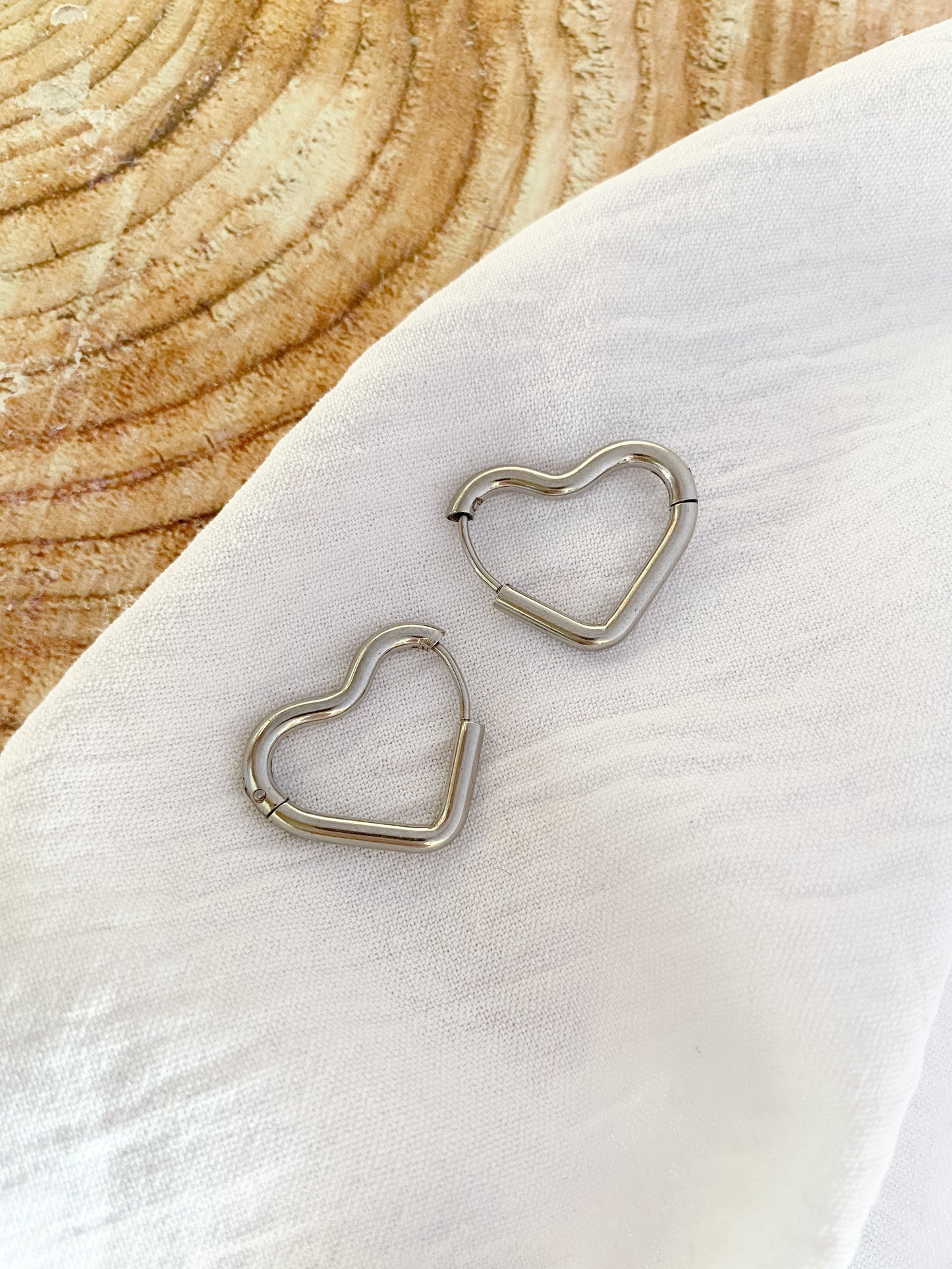 Heart Sleeper Earrings - Silver