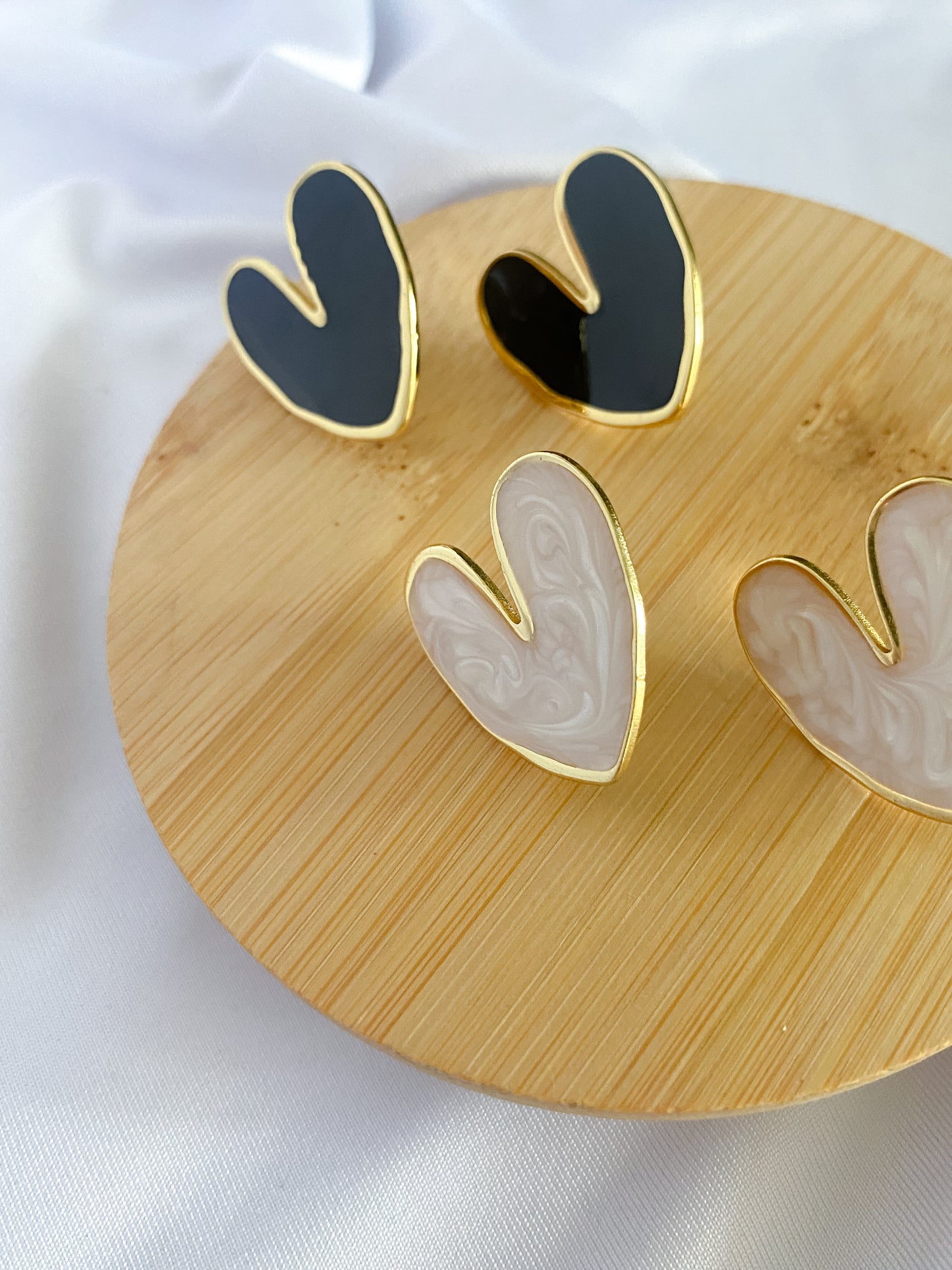 Large Blended Heart Earrings - Gold