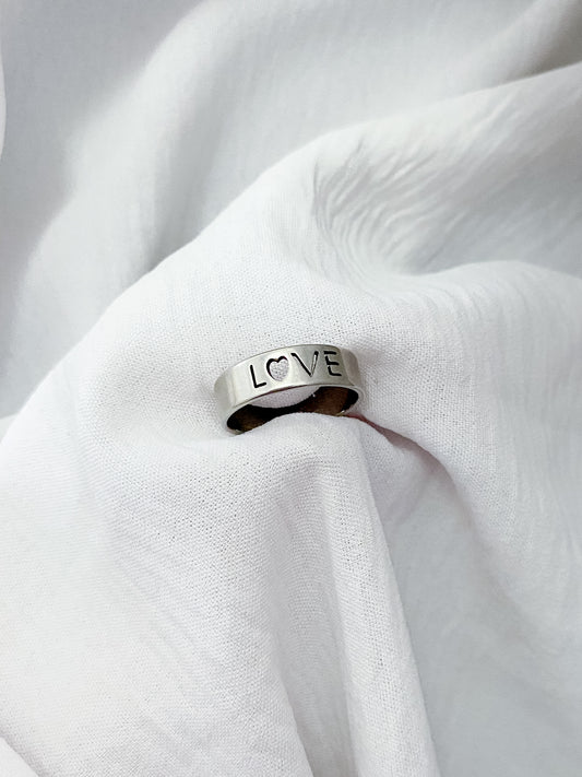 Cutout LOVE Ring (Wide Band) - Silver