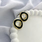 Large Disk Black Earrings - Gold