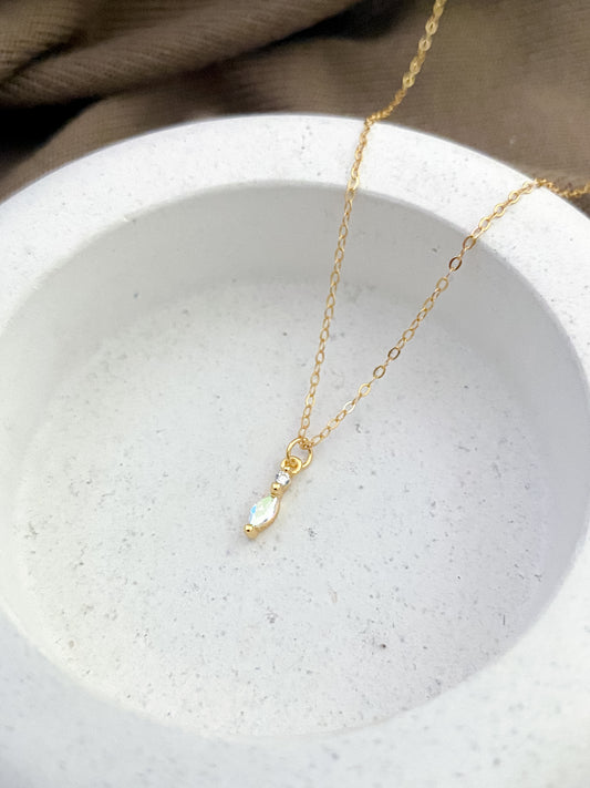 Marquise Charm Sterling Silver Necklace - Gold Plated