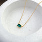 Emerald-Look Charm Sterling Silver Necklace - Gold Plated
