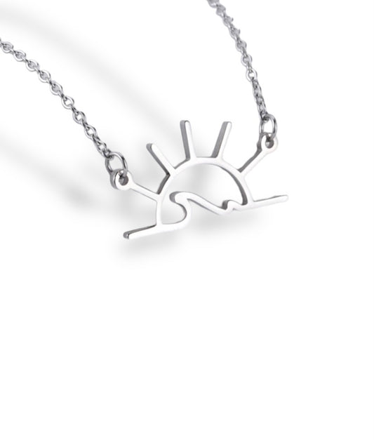 Sunset Wave Necklace - Silver
