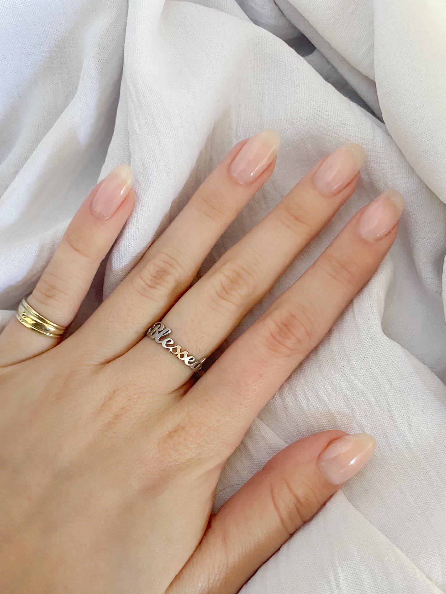 Blessed Calligraphy Ring - Silver