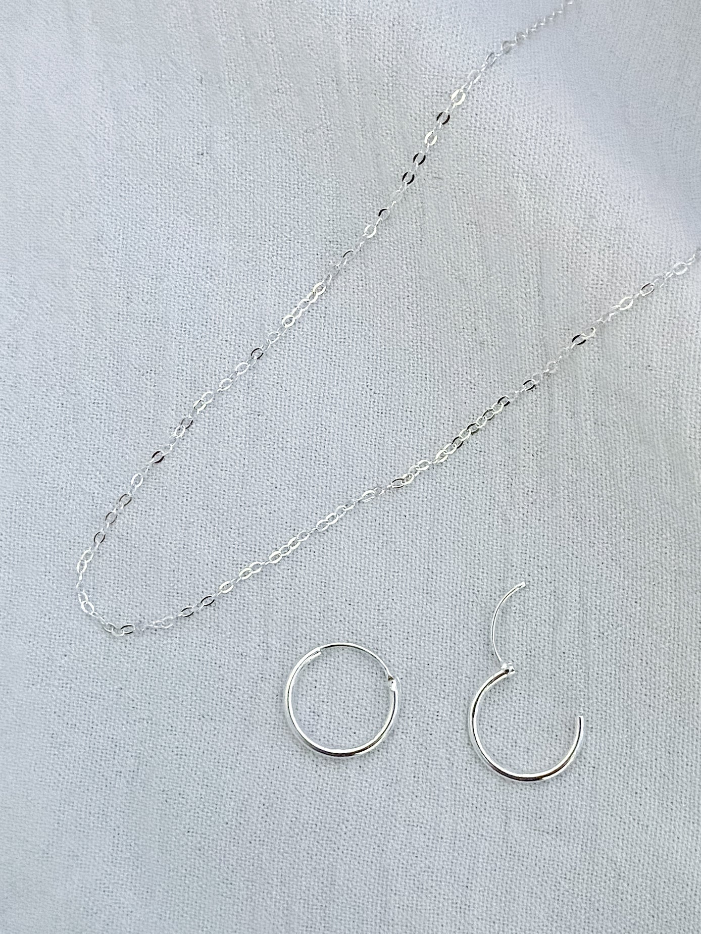Standard Sterling Silver Chain (45cm) & Earring Set