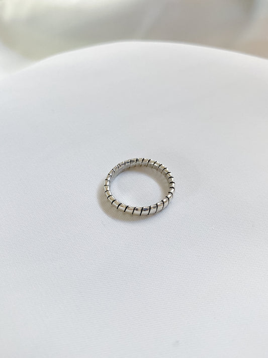 Rustic Striped Sterling Silver Ring