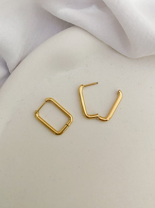 Block Earrings - Gold