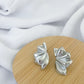 Large Ridged Crescent Earrings - Silver