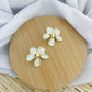 Large Spring Earrings - White & Gold
