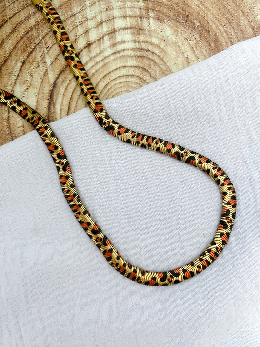Leopard Print Snake Chain - Gold