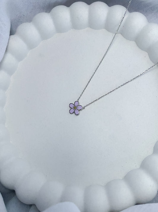 Dainty Pink Daisy Sterling Silver Necklace (42cm)
