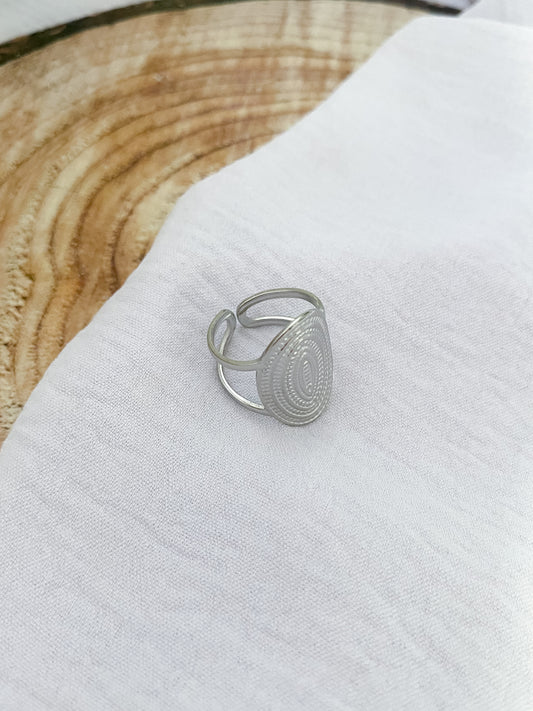 Oval Statement Adjustable Cuff Ring - Silver