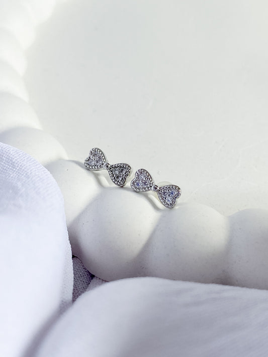 Cubic Zirconia Bow Sterling Silver Stud Earrings