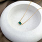Emerald-Look Charm Sterling Silver Necklace - Gold Plated