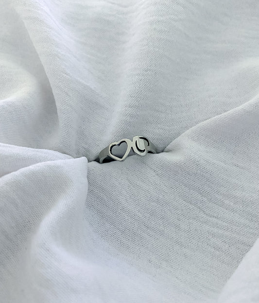 Twin Hearts Ring - Silver