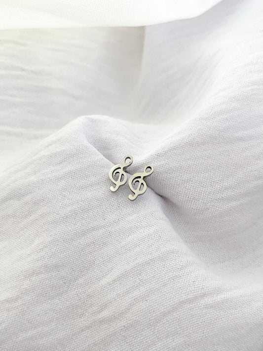 Music Earring Studs - Silver