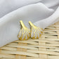 Large Creamy Ginkgo Leaf Earrings - Gold