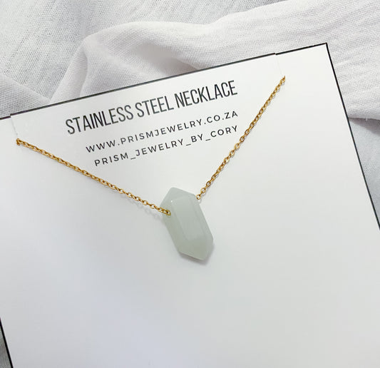 Green Gem Pendant Necklace - Gold