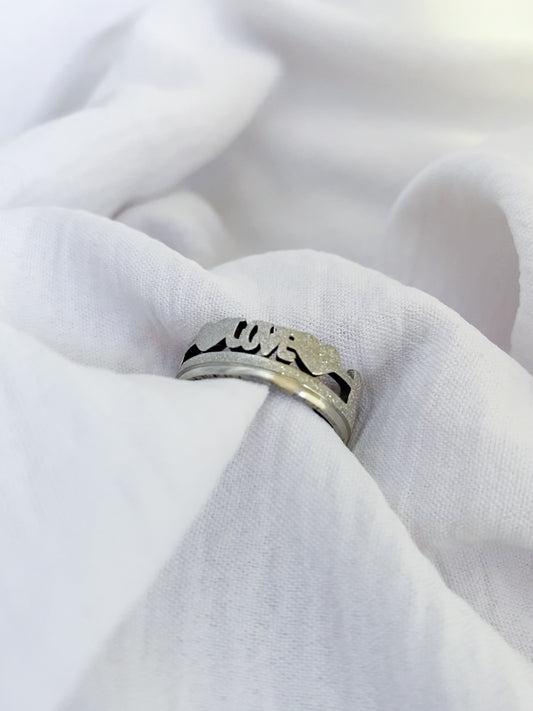 Glitter Heart Ring - Silver