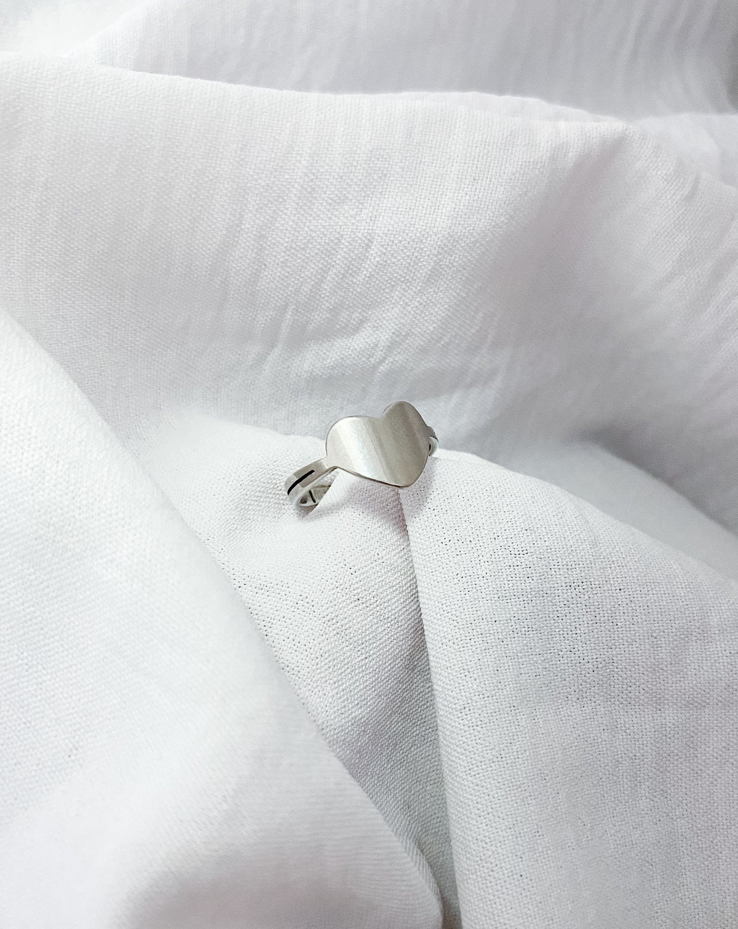 Large Heart Cut-Band Ring - Silver