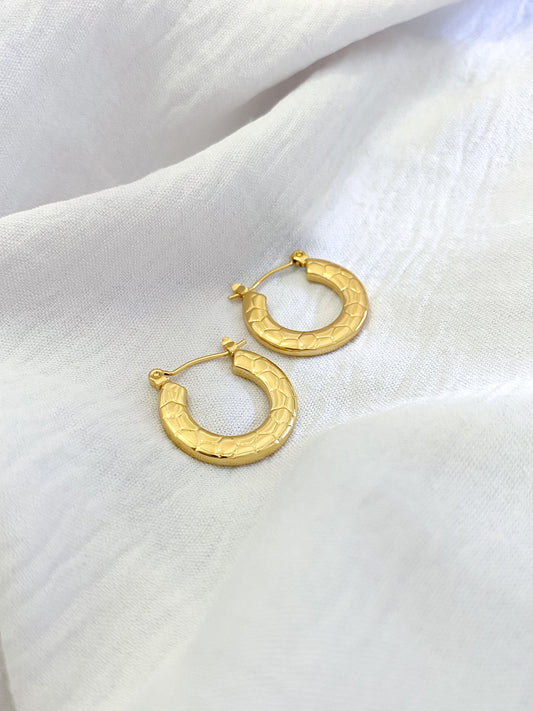 Large Turtle Shell Hoop Earrings - Gold
