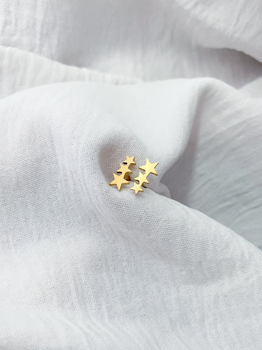 Triplet Star Stud Earrings - Gold