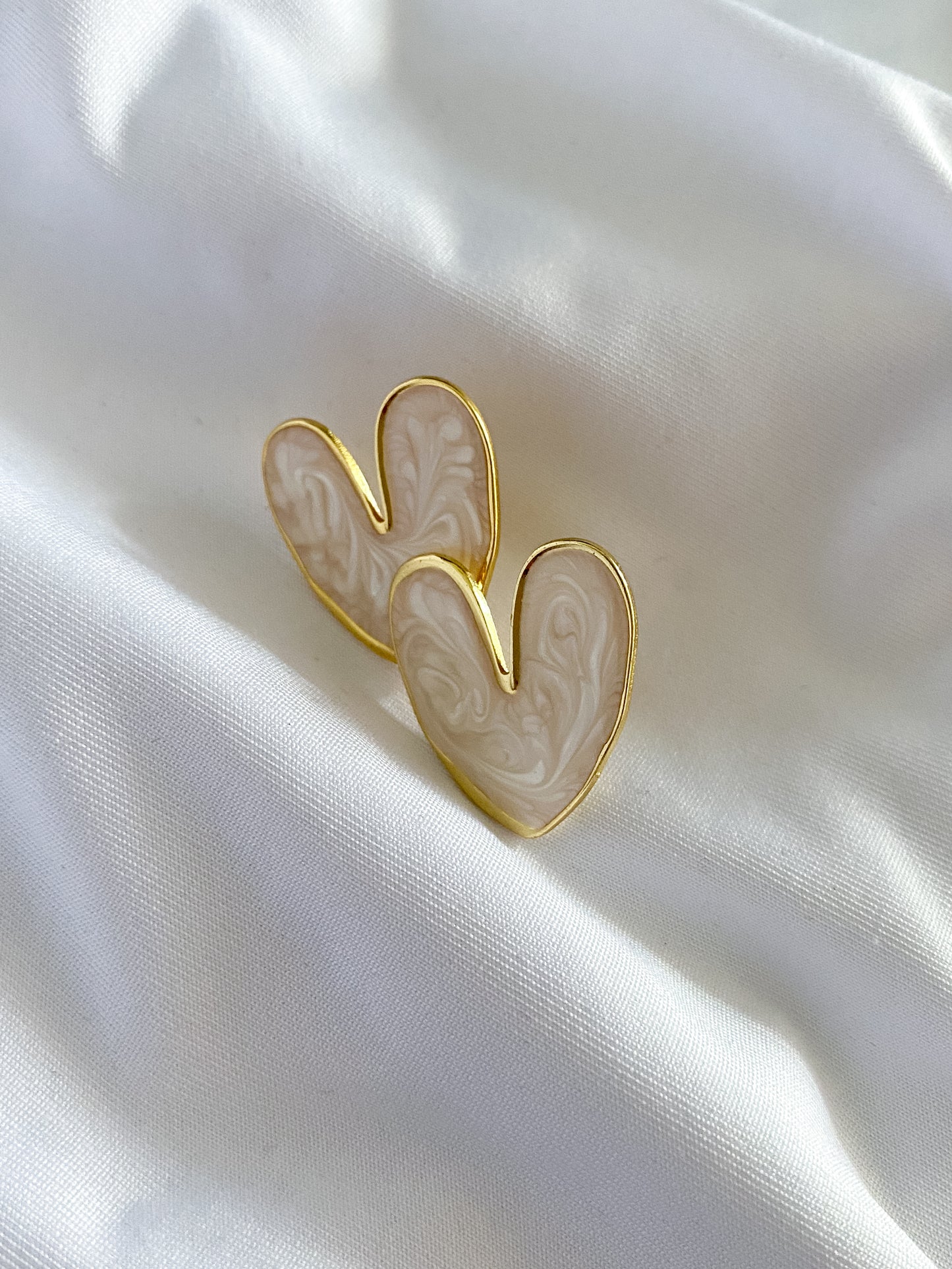 Large Blended Heart Earrings - Gold