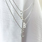 Typography Letter Charm Necklace - Silver