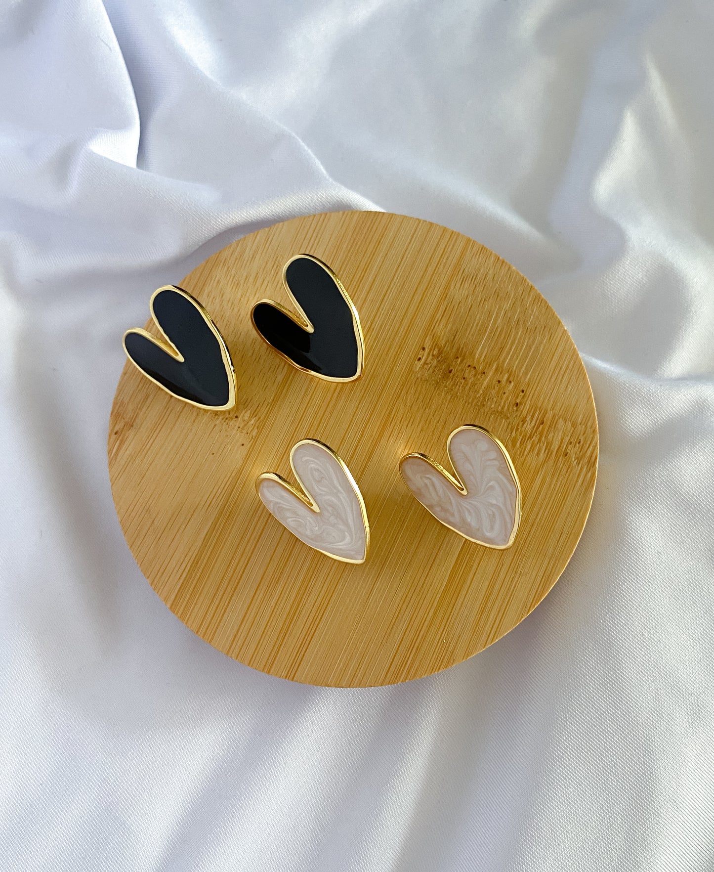 Large Blended Heart Earrings - Gold