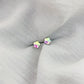 Holographic Diamanté Floral Twist-Back Earrings - Silver