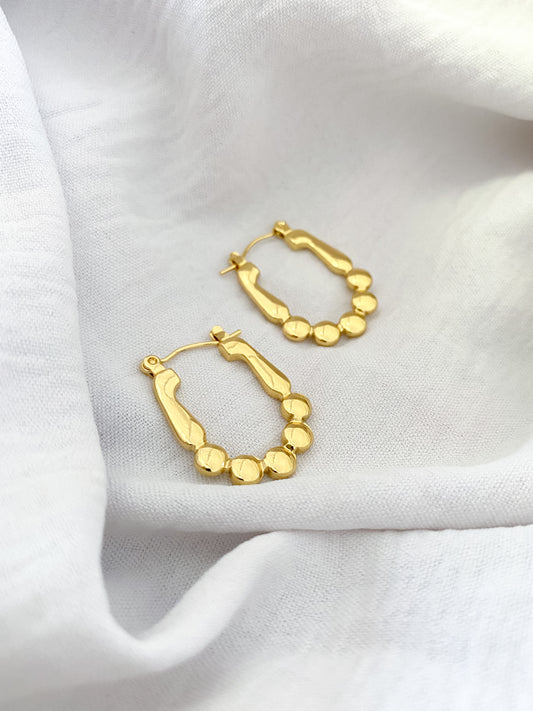 Large Pressed-Bobble Hoop Earrings - Gold