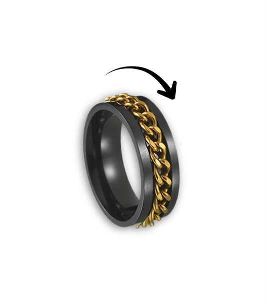 Chain Fidget Ring: Gold-on-Black