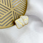 Large Block Earrings - White & Gold