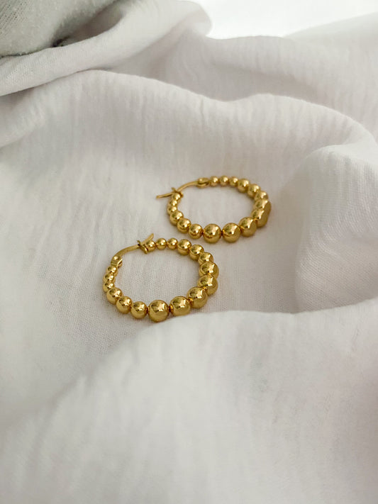 Large Bobble Hoop Earrings - Gold