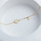 Sterling Silver Diamanté Charm Horseshoe Bracelet - Gold Plated