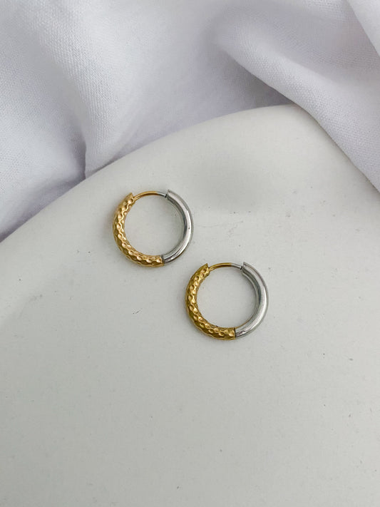 Textured Hoop Earrings - Two-Tone