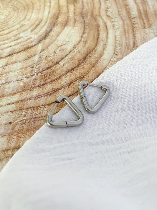 Triangle Sleeper Earrings - Silver