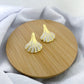 Large Creamy Ginkgo Leaf Earrings - Gold